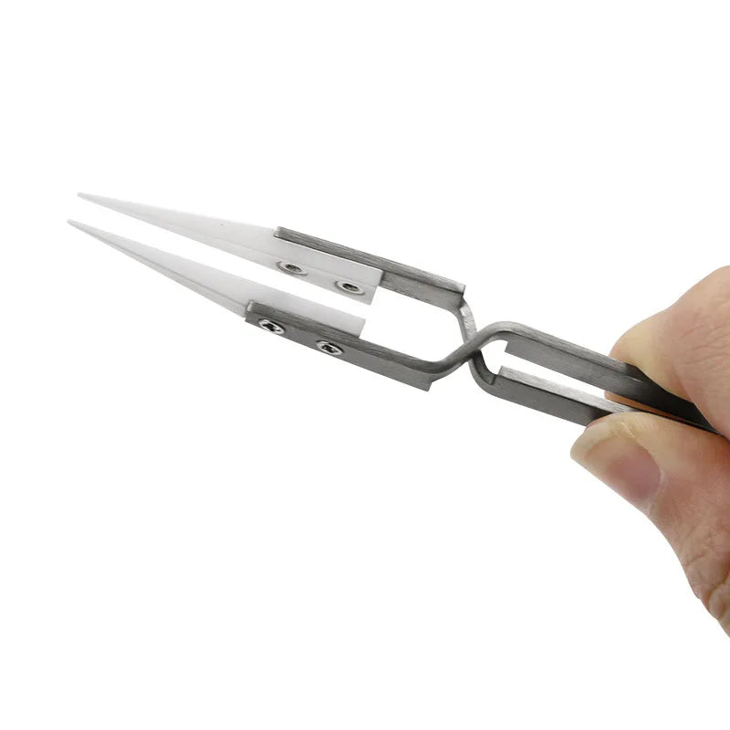 1/3pcs Ceramic Tip Stainless Steel Tweezers Set – Anti-Static Heat & Acid Resistant Soldering Tools