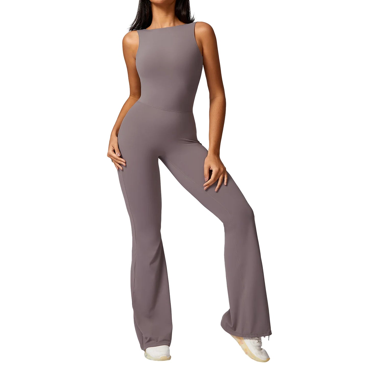 Women's One-Piece Sleeveless Yoga Jumpsuit – Full Body Gym Workout Bodysuit
