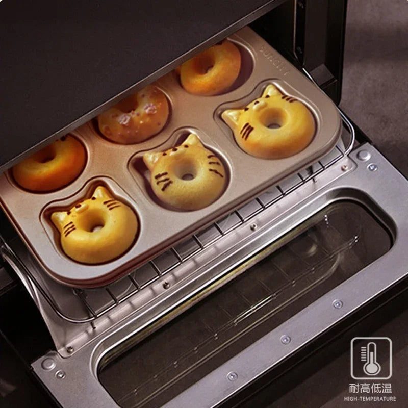 6-Cup Donut and Cartoon Bear Non-Stick Baking Mold – Mini Chocolate Cake, Muffin, and Madeleine Tray