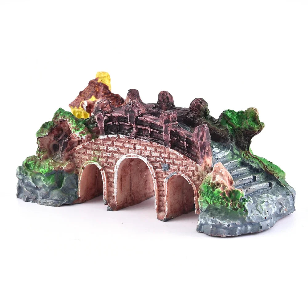 Artificial Resin Bridge Decoration for Aquariums – Rockery-Style Fish Tank Ornament for Landscaping and Aquatic Decor