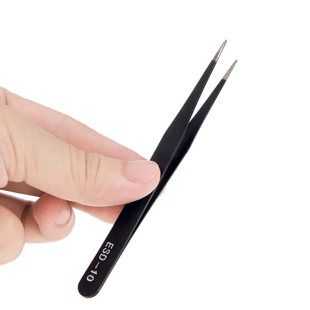 2/6PCS Anti-Static Precision Tweezers Set – Stainless Steel ESD Tweezers for Electronics, Soldering, Crafting, and Jewelry Repair