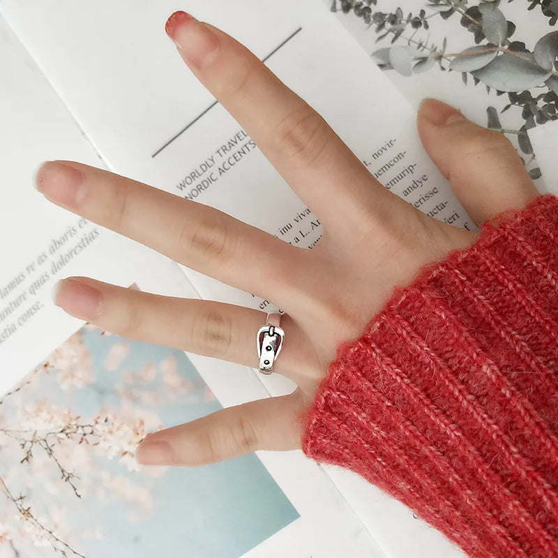 925 Sterling Silver Adjustable Belt-Inspired Cocktail Ring – Vintage Style Statement Jewelry for Women