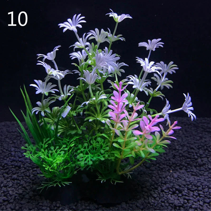 Artificial Aquarium Plants Set – 12-Style Plastic Aquatic Weeds and Grass Decorations for Fish Tank Landscaping (14cm Height)