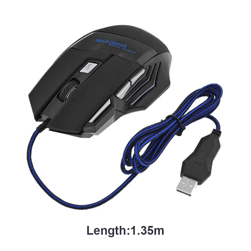 USB Wired Gaming Mouse – 7-Button Ergonomic Optical Mouse with Adjustable 5500 DPI and Backlit Design for PC Desktop Computer Gamers