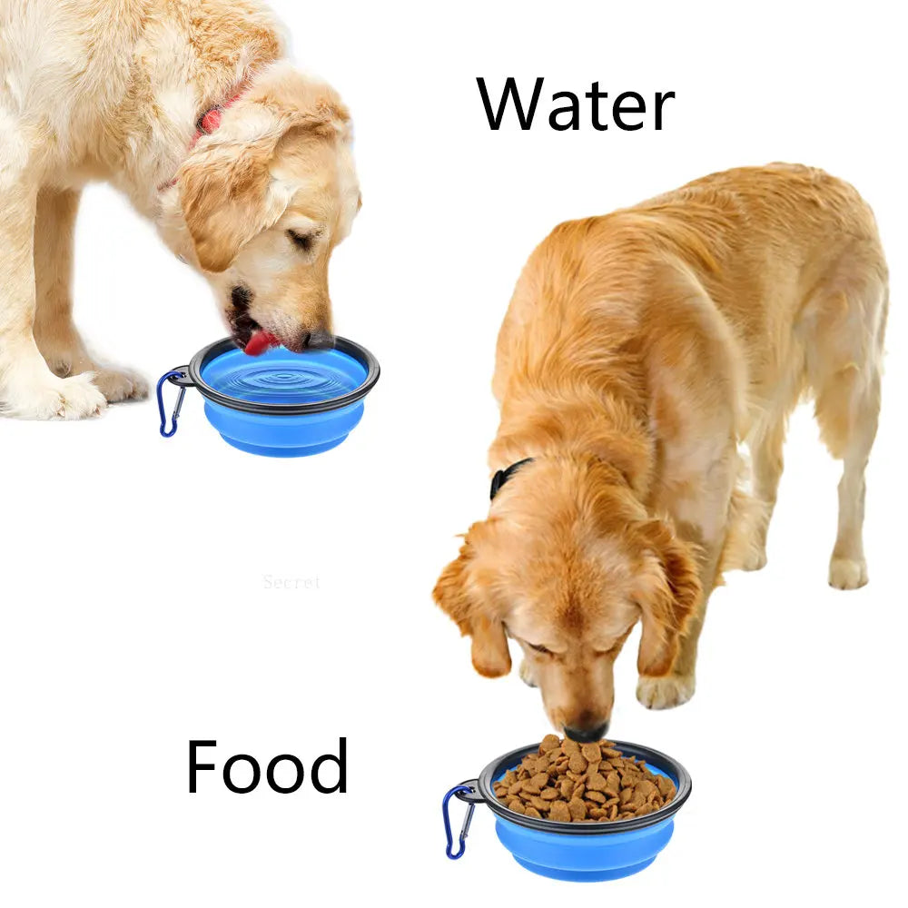 Collapsible Silicone Dog Bowl with Carabiner – Portable Folding Pet Food & Water Dish for Travel, Hiking & Camping (350ml)
