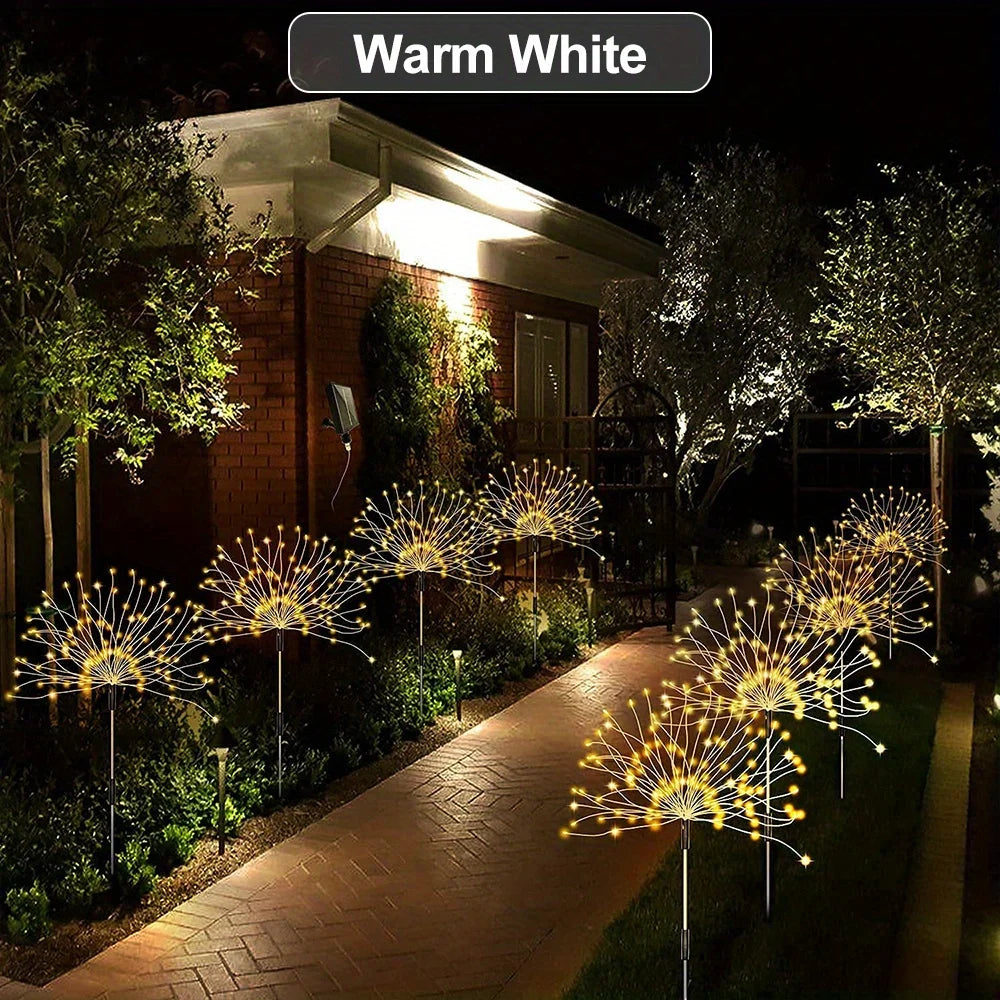 Solar Firework Garden Lights – IP65 Waterproof Copper Wire LED Lawn Lamps – 90/150/200 LEDs with 8 Modes for Patio, Yard, Holiday, and Christmas Décor