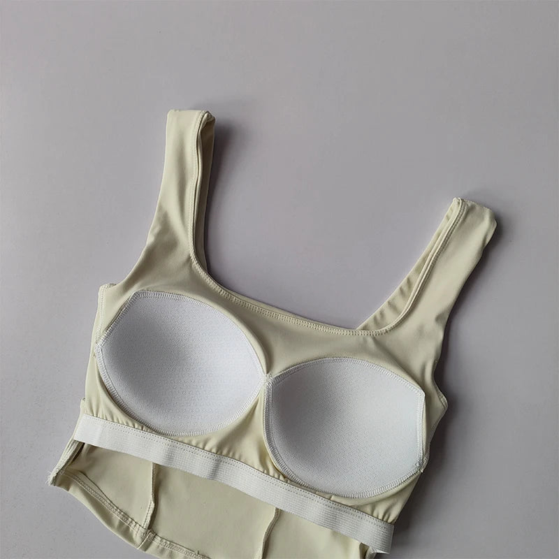 Women's Cross Back One-Piece Sports Bra – Shockproof, Breathable & Quick-Drying for Running and Fitness