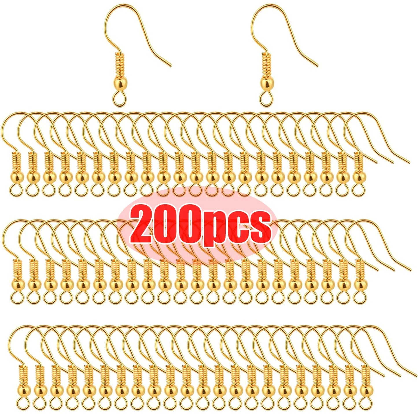 100/200pcs Stainless Steel Hypoallergenic Earring Hooks – DIY Jewelry Making Clasps & Findings for Handmade Earrings