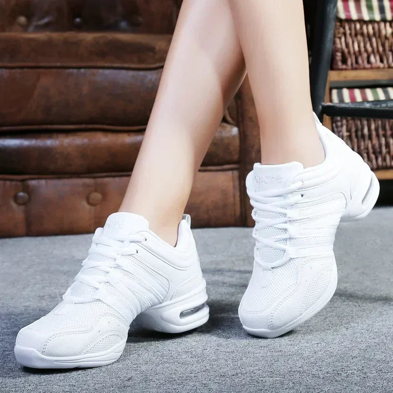 Women's Jazz Dance Sneakers – Breathable Fabric Hip Hop Shoes with Soft Plastic Outsole