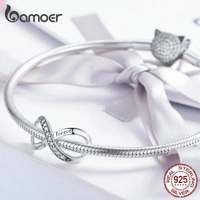 925 Sterling Silver Family Heart Cross Charm – Clear 5A Crystal Bead for Bracelets & Necklaces