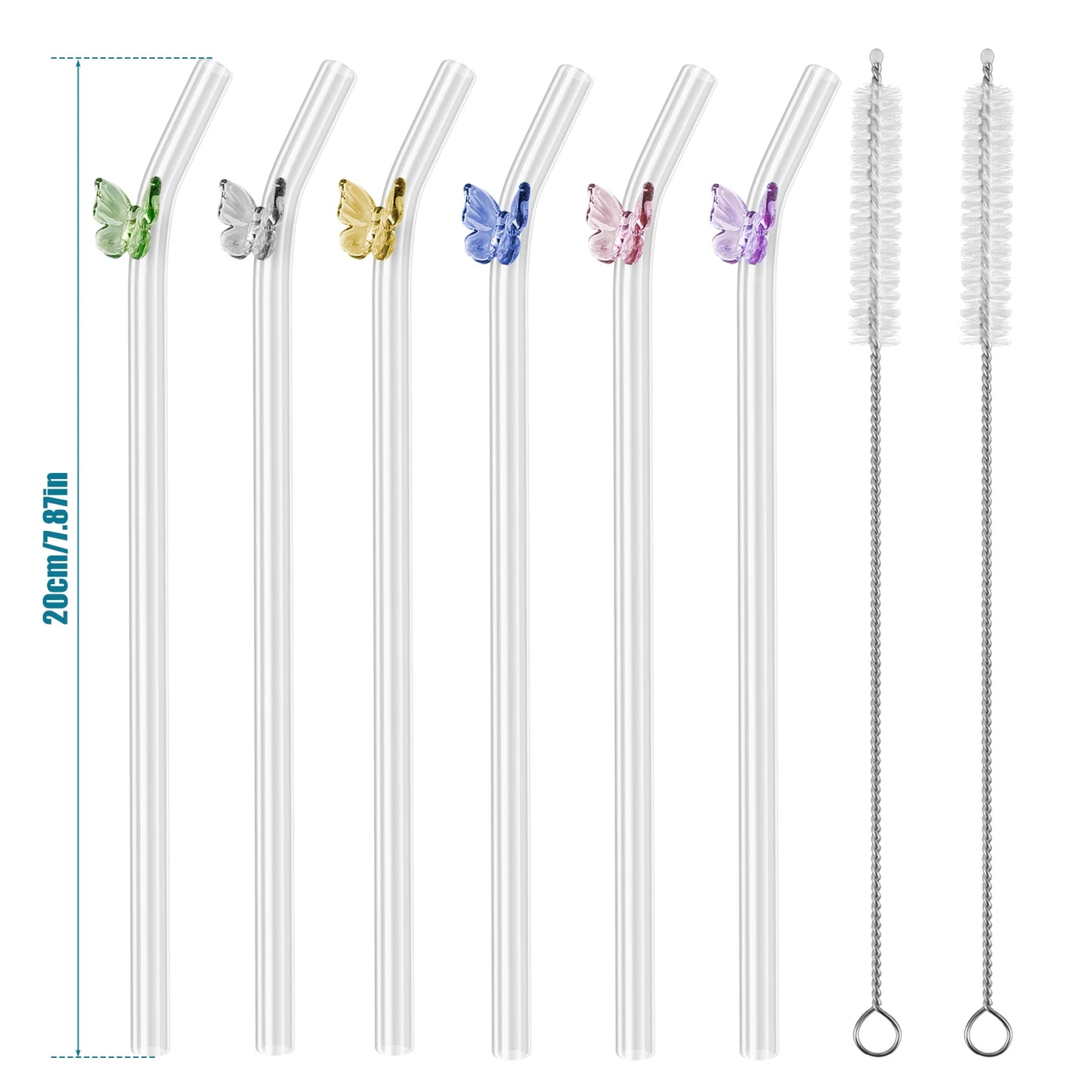 5/12pcs Reusable Glass Straws with Cleaning Brushes – Borosilicate Straws for Juice, Tea, Smoothies, Cocktails & More