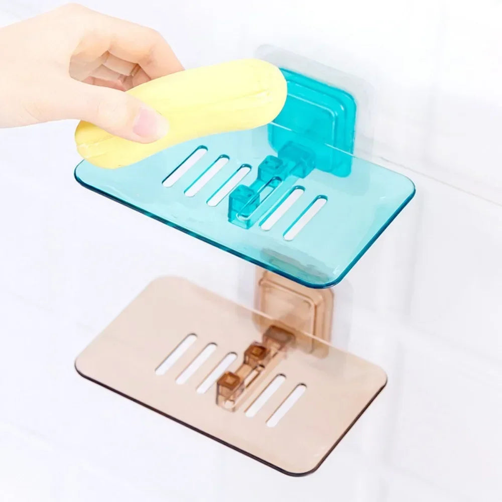 Wall-Mounted Double-Layer Soap Rack – No Drilling, Self-Adhesive Bathroom Sponge Holder & Soap Dishhome