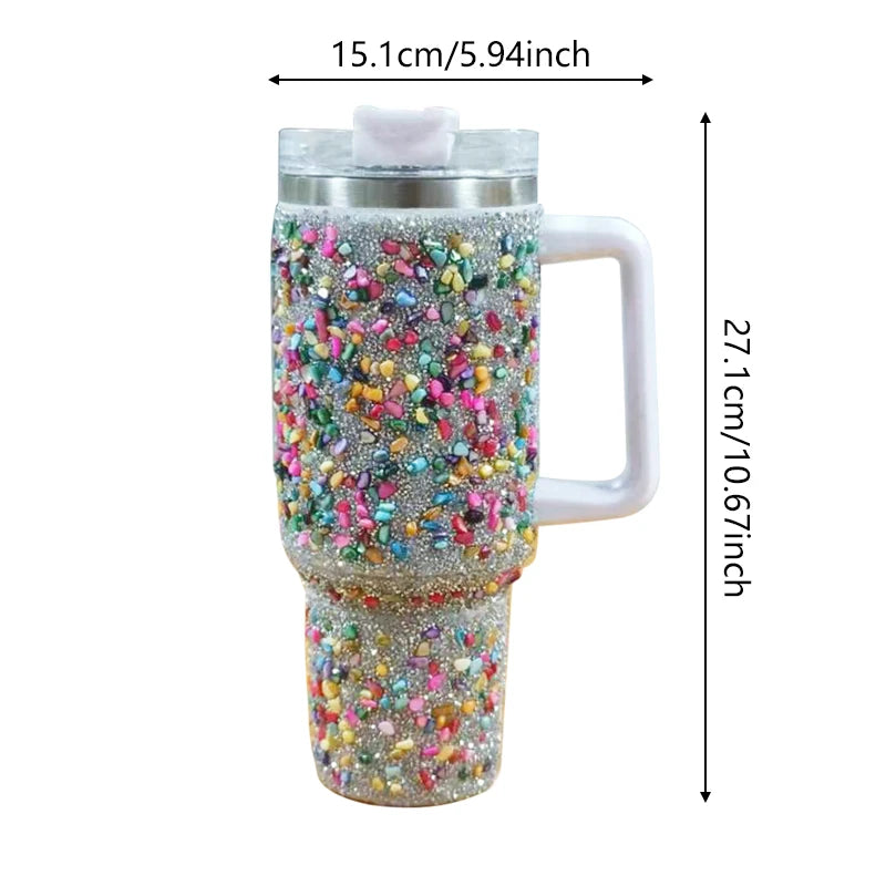 40oz Stainless Steel Insulated Water Bottle with Handle & Straw – Vacuum Flask for Hot & Cold Drinks, Sports Travel Mug
