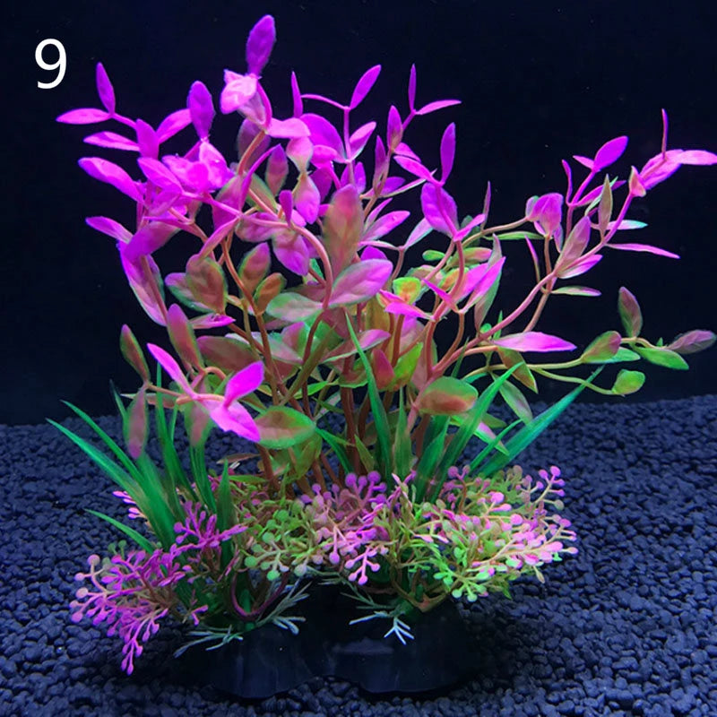 Artificial Aquarium Plants Set – 12-Style Plastic Aquatic Weeds and Grass Decorations for Fish Tank Landscaping (14cm Height)