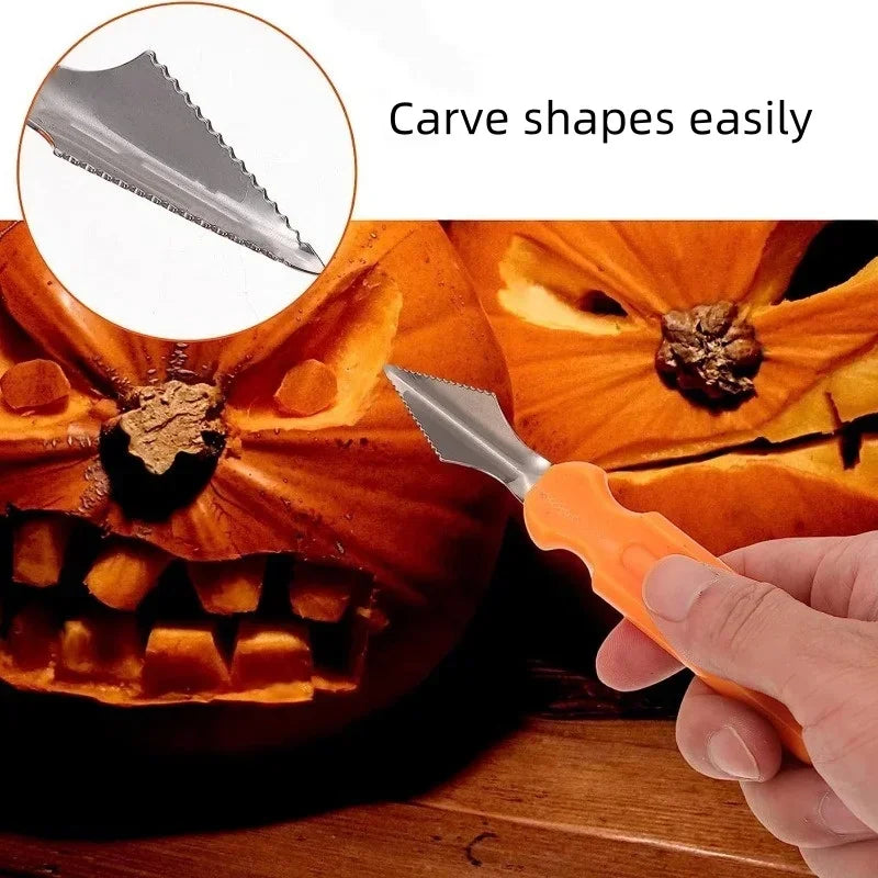 7-Piece Pumpkin Carving Tool Set – Stainless Steel Halloween Fruit & Clay Sculpture Kit with Storage Bag