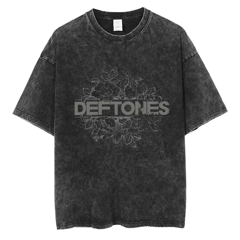 Vintage Deftones Graphic T-Shirt – Washed Cotton Hip-Hop Streetwear for Men and Women