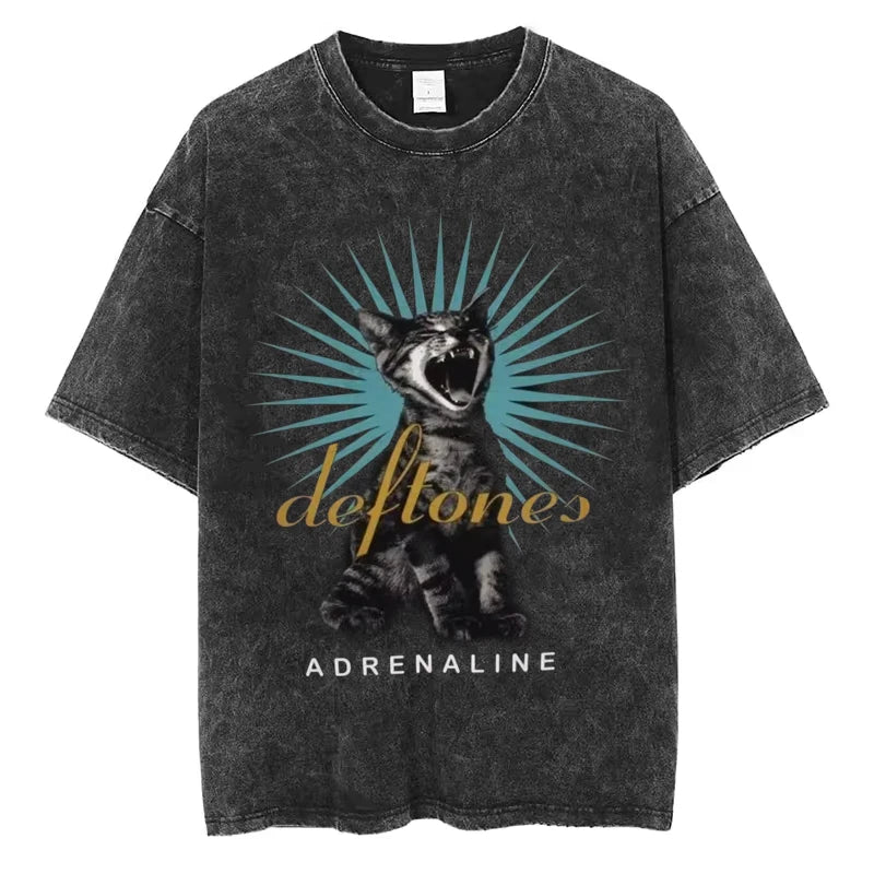 Vintage Deftones Graphic T-Shirt – Washed Cotton Hip-Hop Streetwear for Men and Women