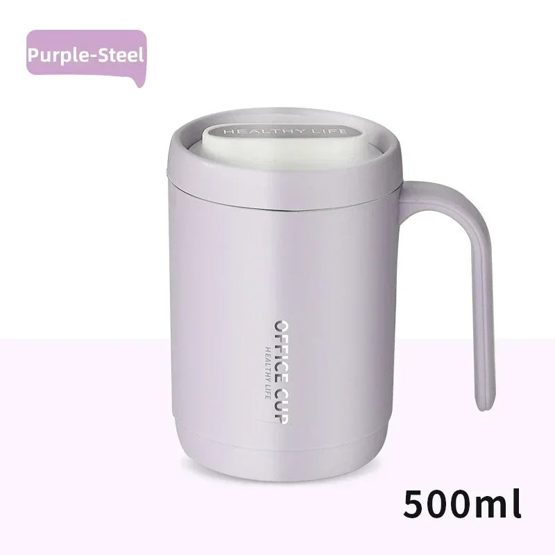 500ml Insulated Coffee Mug with Lid – Portable Large-Capacity Travel Cup with PP or 304 Stainless Steel Liner