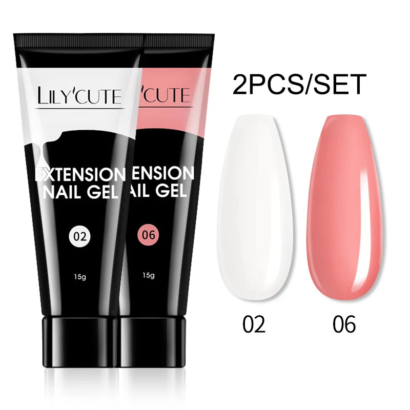 15ml Nail Extension Gel Kit – Soak Off UV Acrylic Gel in White, Clear & Pink for Home or Salon Nail Art