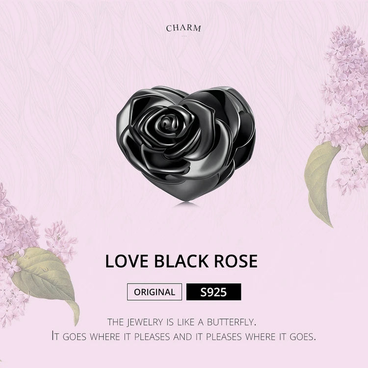 3D Rose Flower Charm Pendant – 925 Sterling Silver with Rose Gold Finish for Bracelets or Necklaces