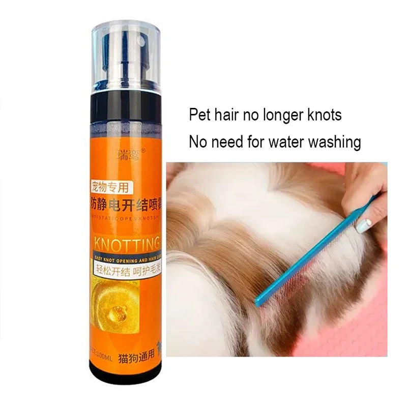 Wash-Free Pet Hair Conditioner Spray – Anti-Tangle Leave-In Detangler for Dogs & Cats, Softens, Smooths, and Adds Shine