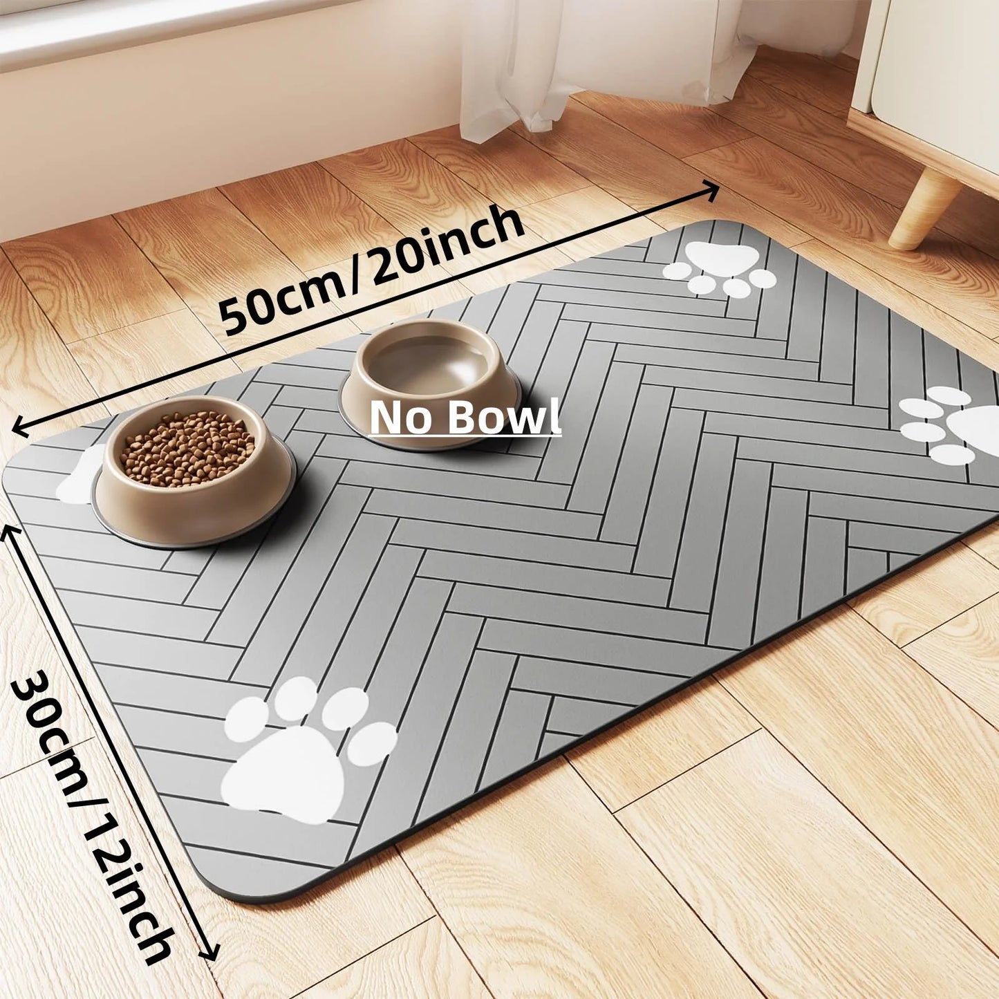 Absorbent Pet Feeding Mat – Quick-Dry Placemat with Waterproof Non-Slip Backing for Dog and Cat Food Bowls