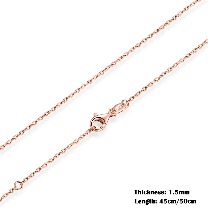 925 Sterling Silver Adjustable Link Chain Necklace – Classic Lobster Clasp Design for Women