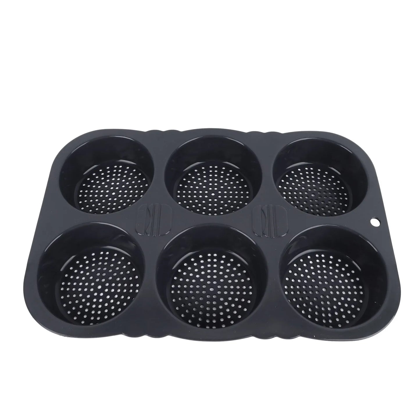 6-Cavity Silicone Hamburger Bun Mold – Reusable Foldable Bread Baking Tray, Heat Resistant from -40℉ to +446℉