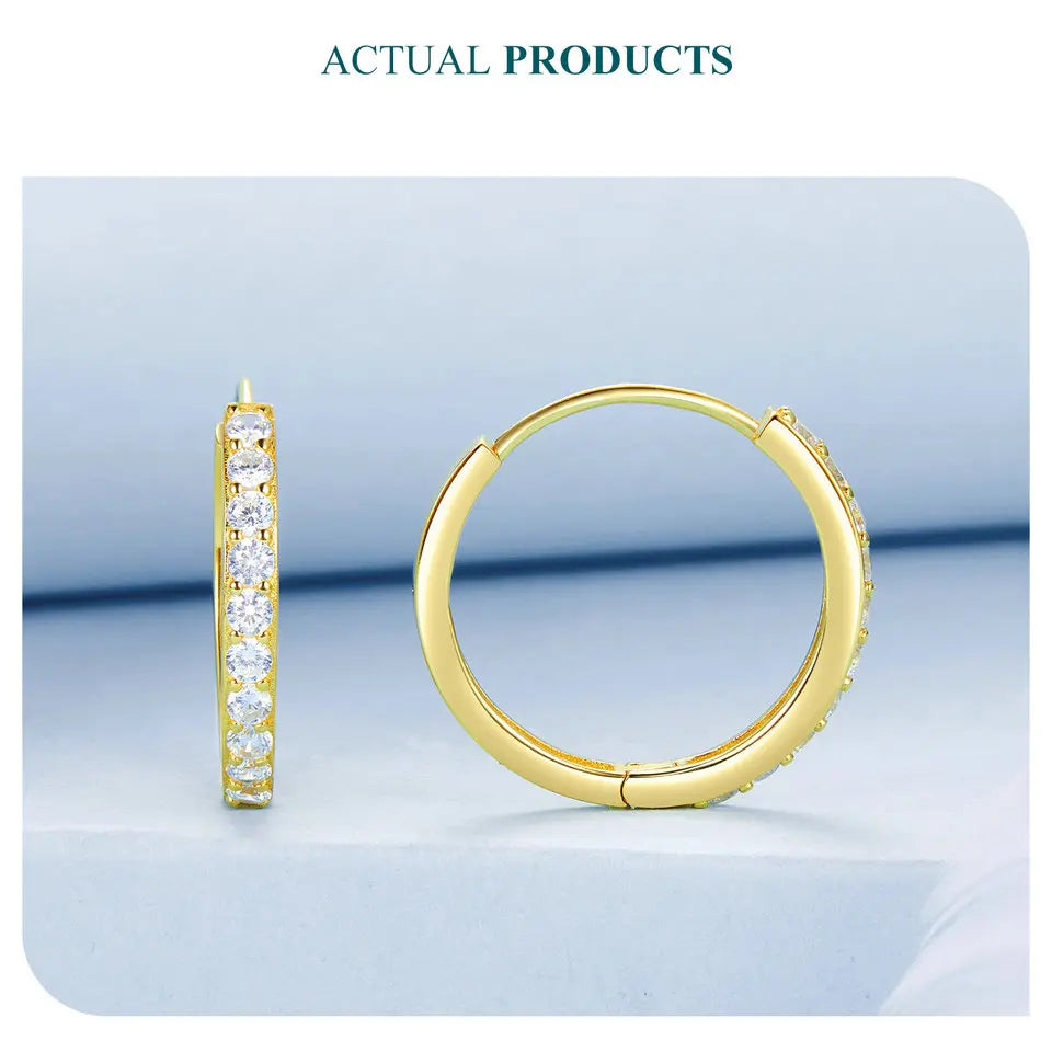 Classic CZ Huggie Hoop Earrings in 925 Sterling Silver – White Gold Plated Ear Cuffs for Women