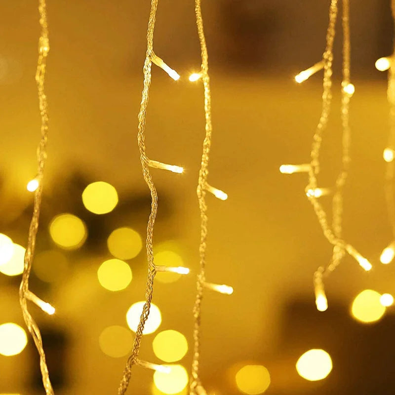 5M Outdoor Icicle LED String Lights – Waterproof Garland Curtain Lights for Garden, Party, Eaves & Wedding Decor (96 LEDs, 8 Modes)