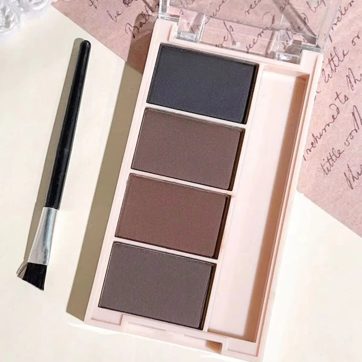 4-Color Eyebrow Powder Palette with Brush – Gray & Brown Matte Tones for Natural Long-Lasting Definition