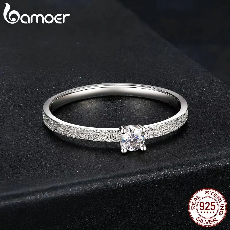 0.1 Carat Round Moissanite Engagement Ring – White Gold Plated 925 Sterling Silver Solitaire Band for Women