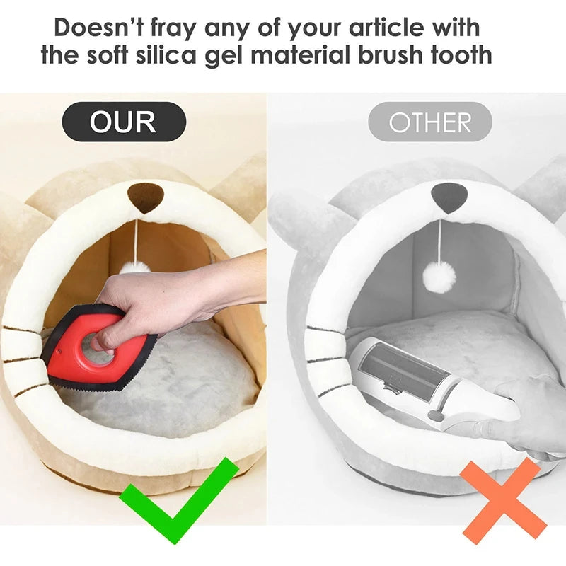 4-Mode Pet Hair Remover Brush – Reusable Silicone Cleaning Tool for Dog & Cat Hair on Carpets, Furniture, and Car Seats