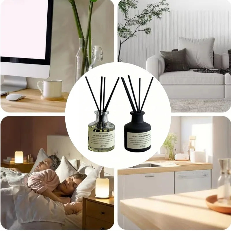 50ml Reed Diffuser Essential Oil Set – Freesia & Jasmine Scented Aromatherapy Air Freshener with Sticks for Home & Room Décor