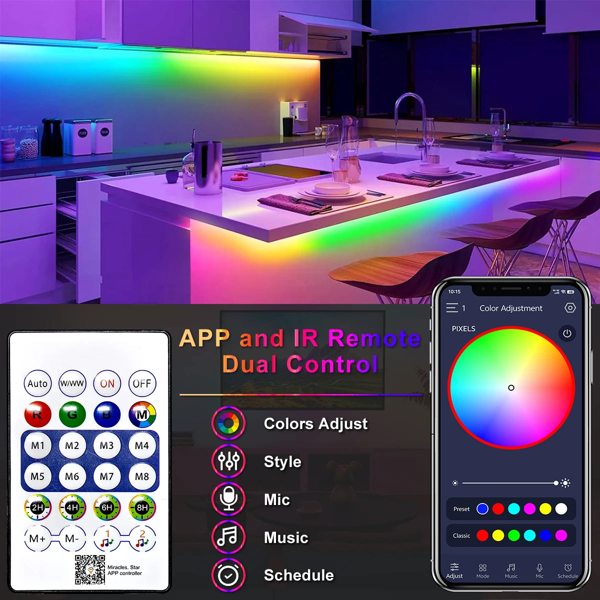 5V RGB USB Neon Strip Light – Waterproof Flexible LED Ribbon with Bluetooth & Remote Control (1M–5M Options)