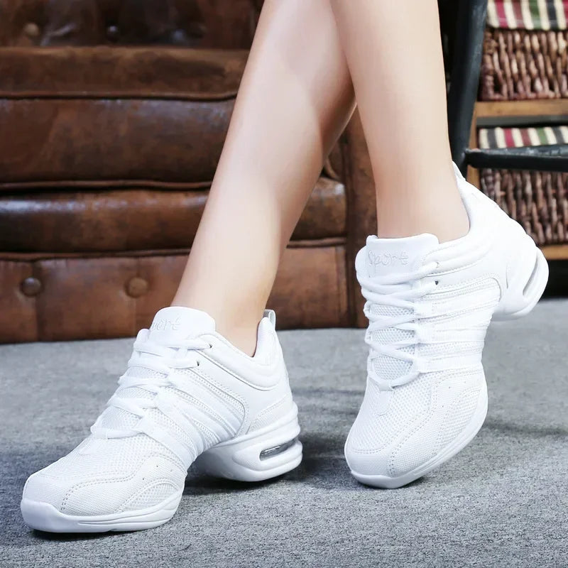 Women's Breathable Mesh Jazz Dance Sneakers – Lightweight Modern Fitness Shoes with Soft Rubber Outsole