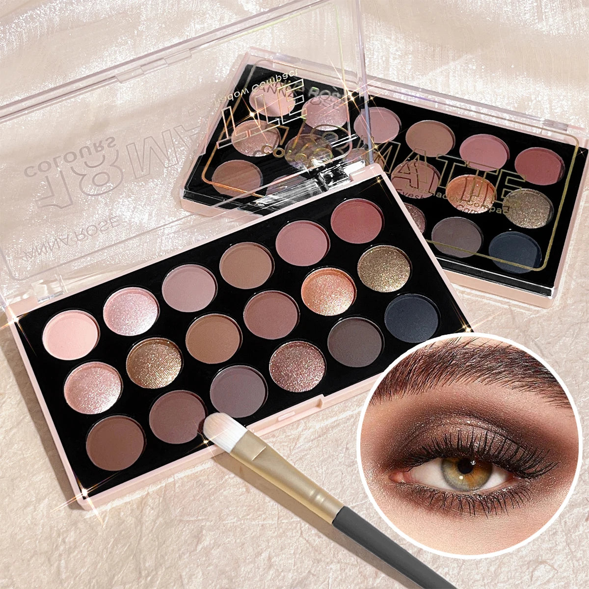 18-Color Earth Tone Eyeshadow Palette – Matte, Pearlescent, Glitter & Fine Shimmer Finishes, Long-Lasting & Waterproof