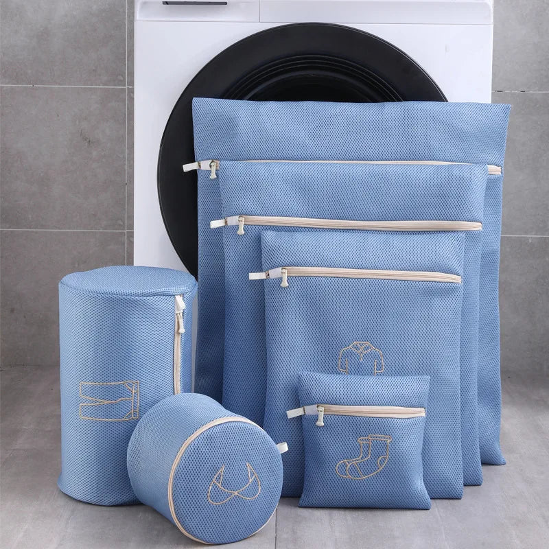 6-Piece Laundry Bag Set for Washing Machine – Embroidery Wash Nets for Underwear, Bras, Socks, and Clothes – Large-Capacity Storage Organizer