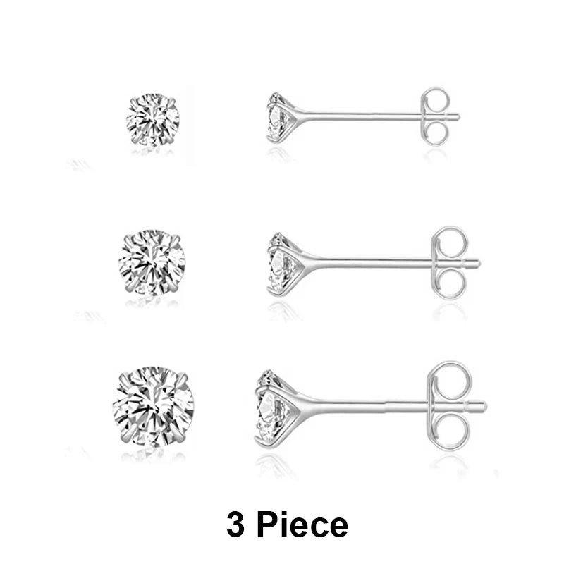 925 Sterling Silver 3-Piece Stud Earrings Set for Women – 18K Gold-Plated, Irregular Mini Design Fine Jewelry