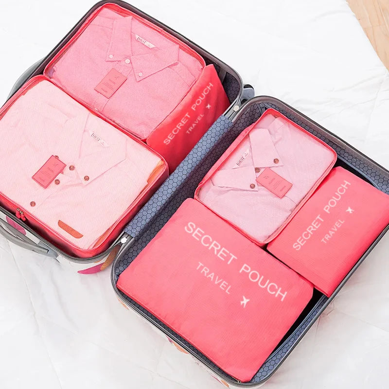6-Piece Waterproof Travel Storage Bag Set – Large Capacity Oxford Packing Organizers for Clothes, Underwear, and Accessories