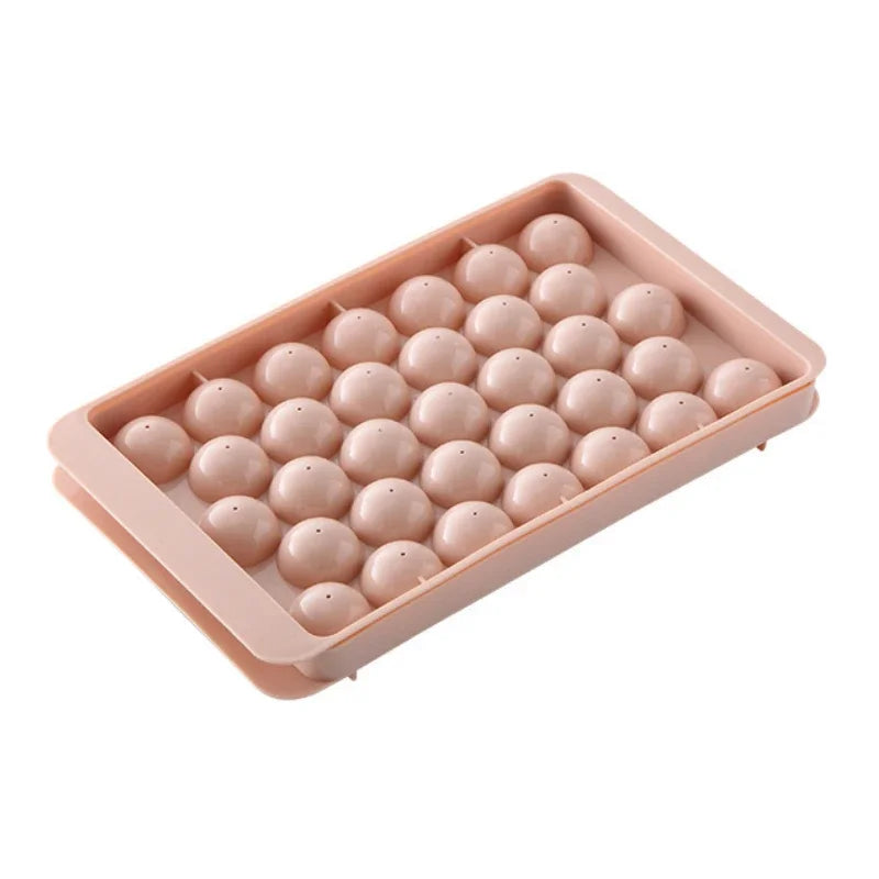 33-Ball Round Ice Cube Tray with Lid – Mini Ice Ball Maker Mold for Whiskey, Cocktails, and Cold Drinks