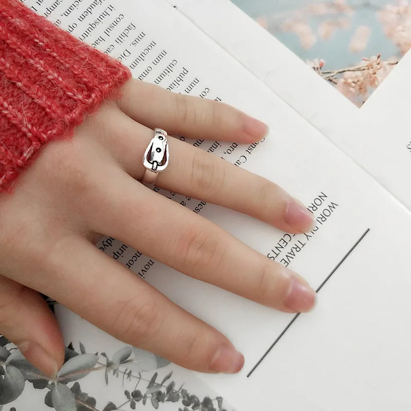 925 Sterling Silver Adjustable Belt-Inspired Cocktail Ring – Vintage Style Statement Jewelry for Women