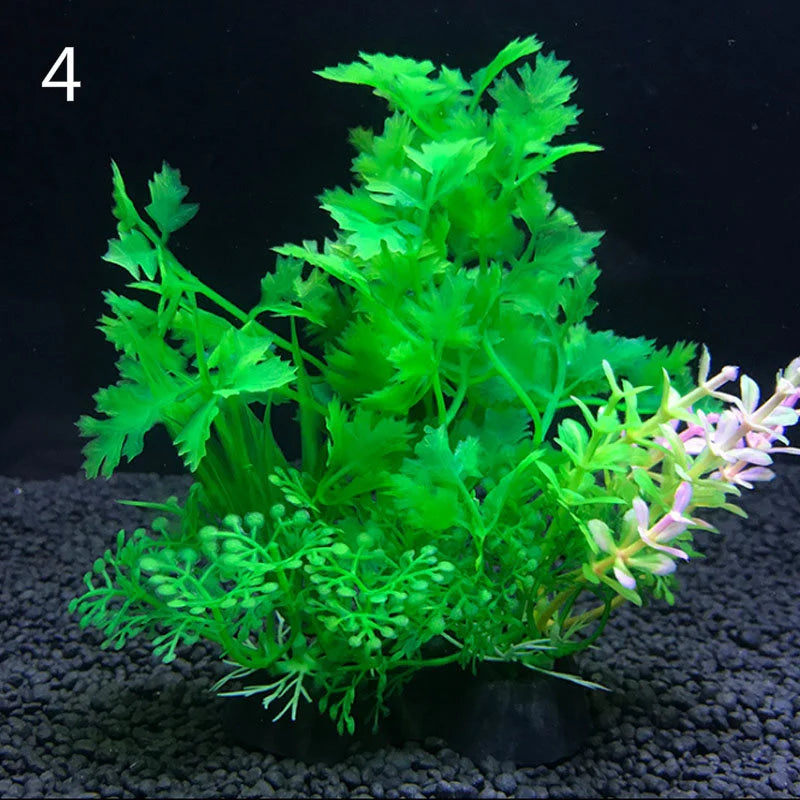 Artificial Aquarium Plants Set – 12-Style Plastic Aquatic Weeds and Grass Decorations for Fish Tank Landscaping (14cm Height)