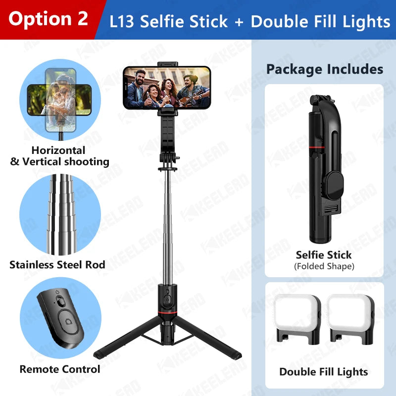 Wireless Bluetooth Selfie Stick Tripod for Smartphones – 44-Inch Foldable Stand with Remote Control for Vlogging, Photos, and Video Recording