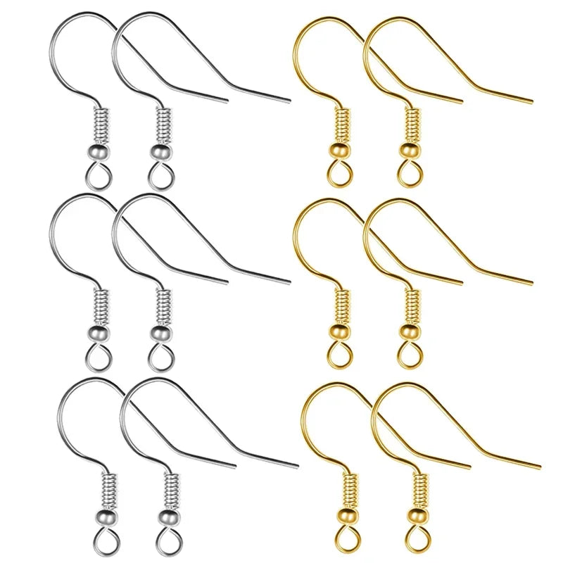 100/200pcs Stainless Steel Hypoallergenic Earring Hooks – DIY Jewelry Making Clasps & Findings for Handmade Earrings