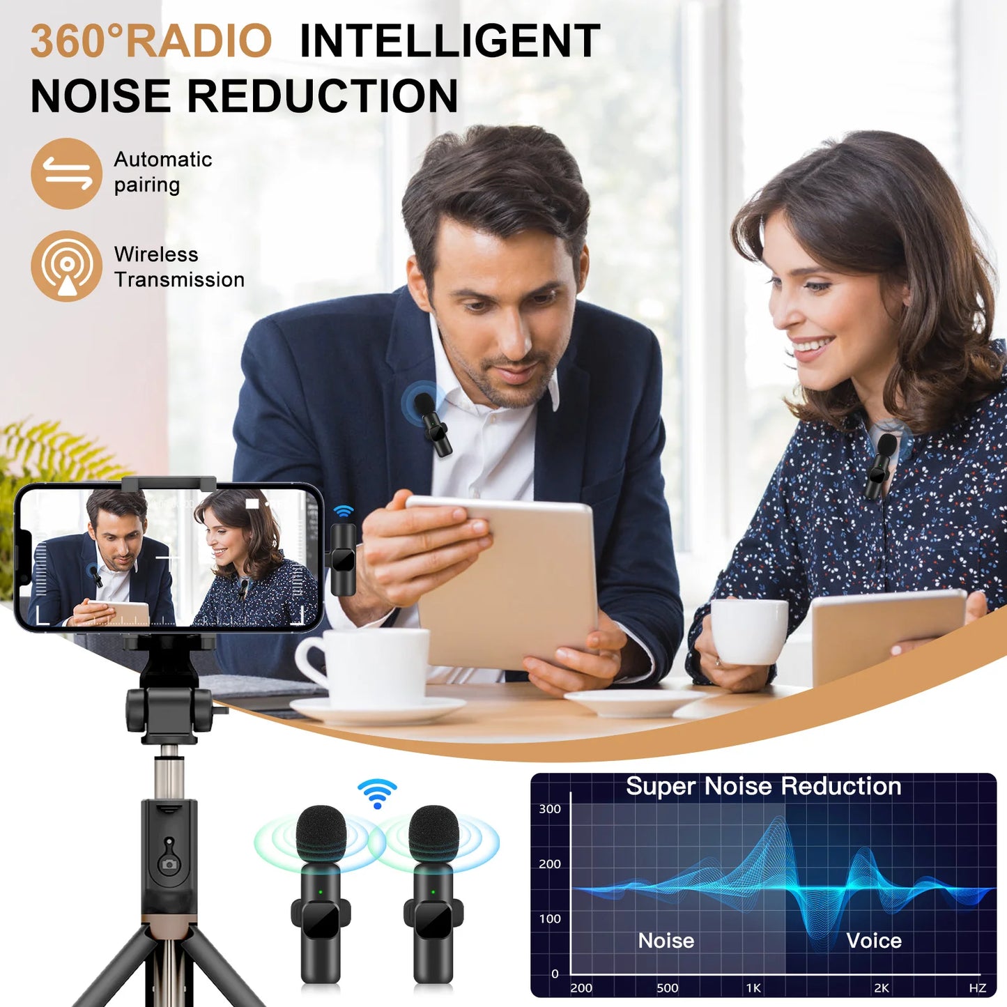 Wireless Lavalier Microphone – Portable Clip-On Mini Mic for iPhone & Android, Real-Time Audio Sync for Streaming, Vlogging & Recording
