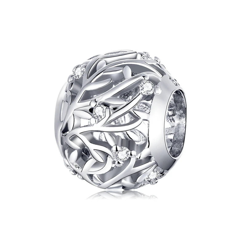 925 Sterling Silver Family Heart Cross Charm – Clear 5A Crystal Bead for Bracelets & Necklaces