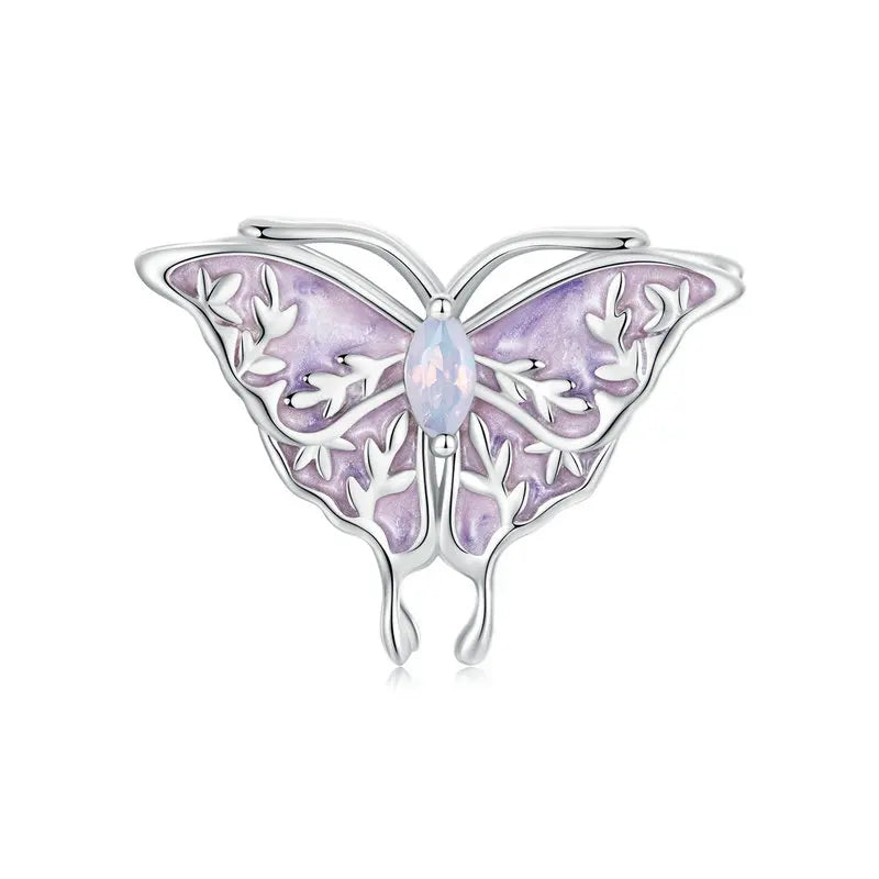 925 Sterling Silver Dragonfly, Butterfly, Flower, or Bird Charm – Sparkling Beads for DIY Bracelets