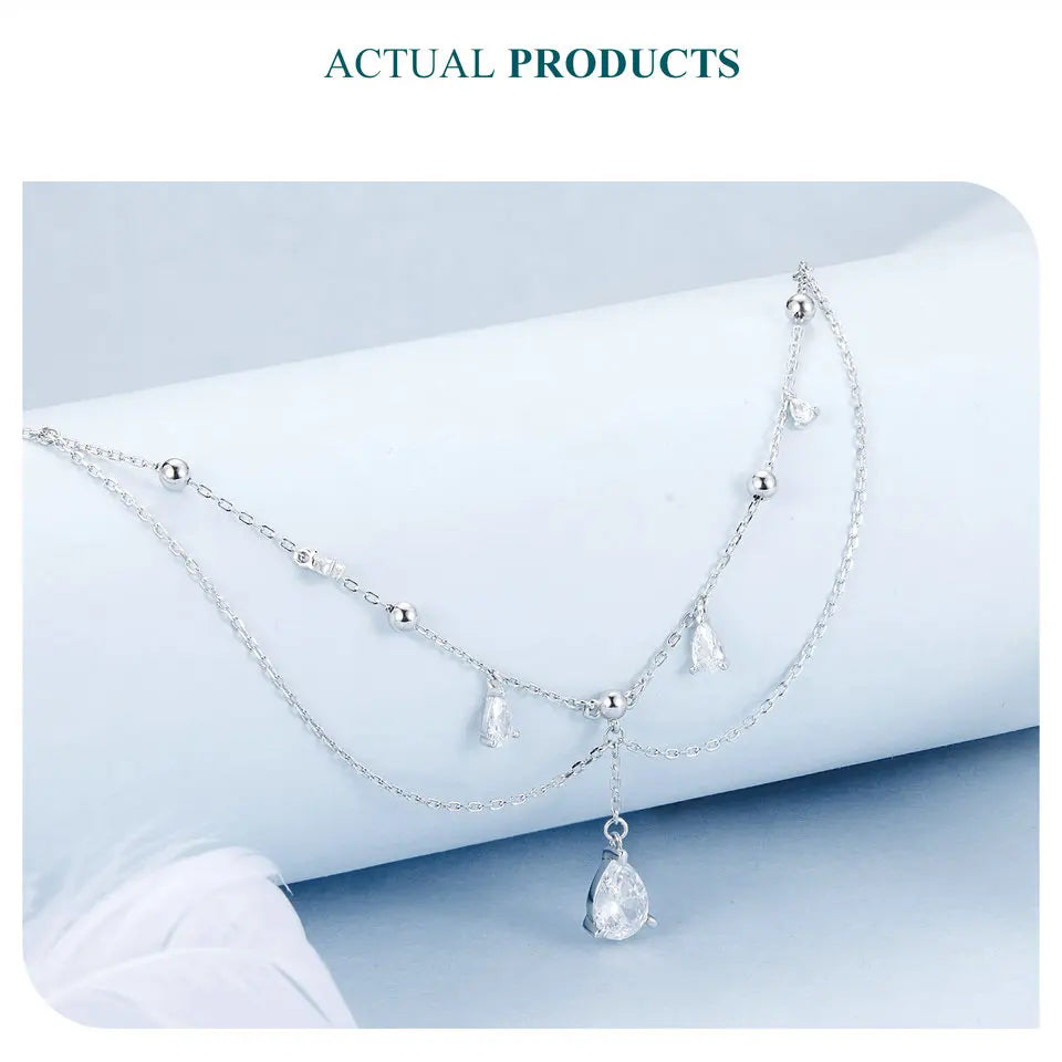 Sun and Moon Pendant Necklace – 925 Sterling Silver White Gold-Plated Energy Symbol Choker for Women