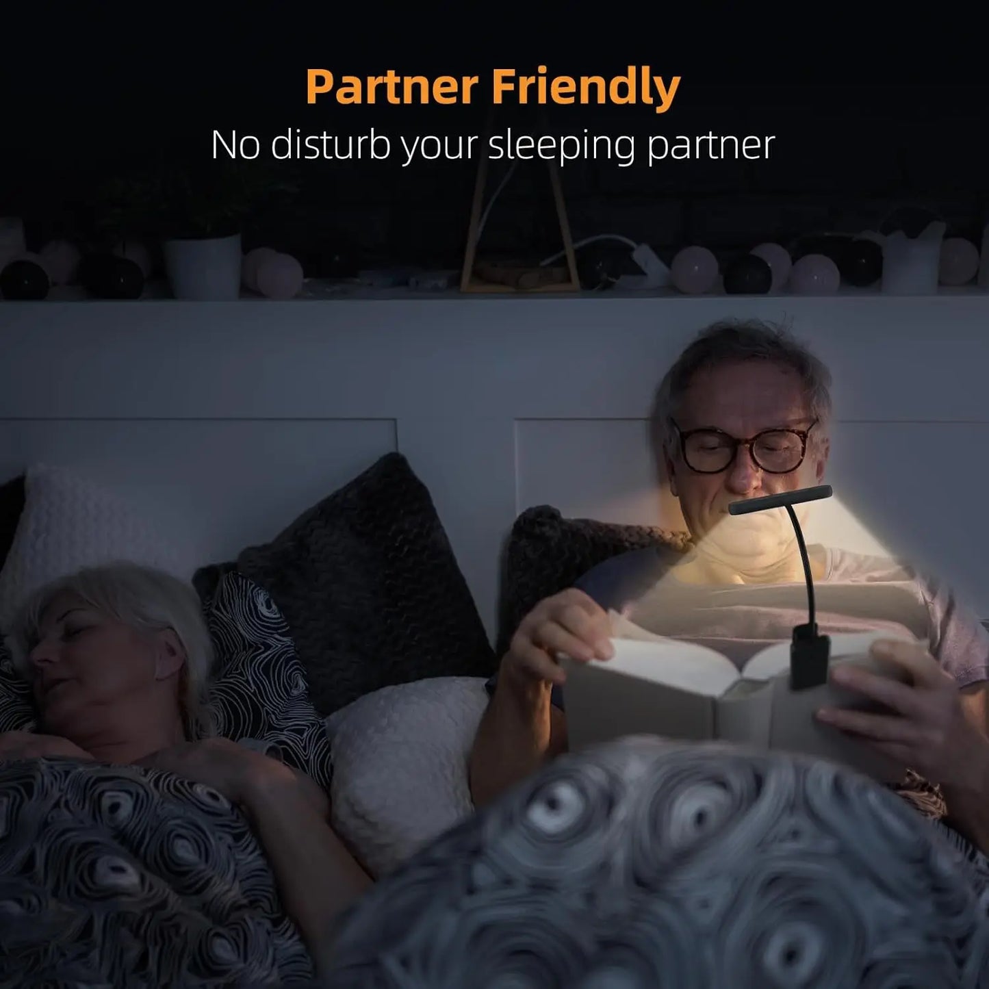 14-LED USB Rechargeable Book Light – Warm, Cool, Daylight Modes – Flexible Clip-On Reading Lamp for Bed, Travel, or Study